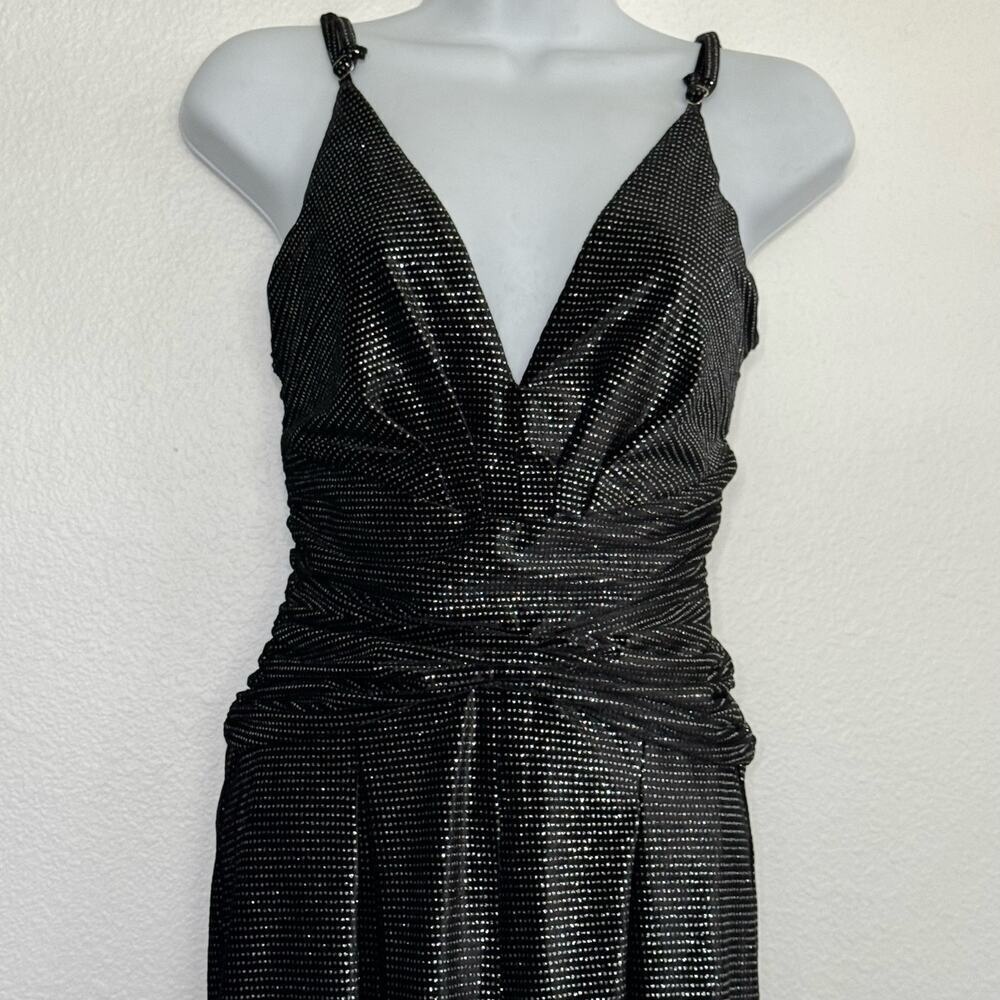 PatBo Jumpsuit‎ Wide Leg Flowy Black Sparkly Velvet Size 2 - Picture 3 of 12